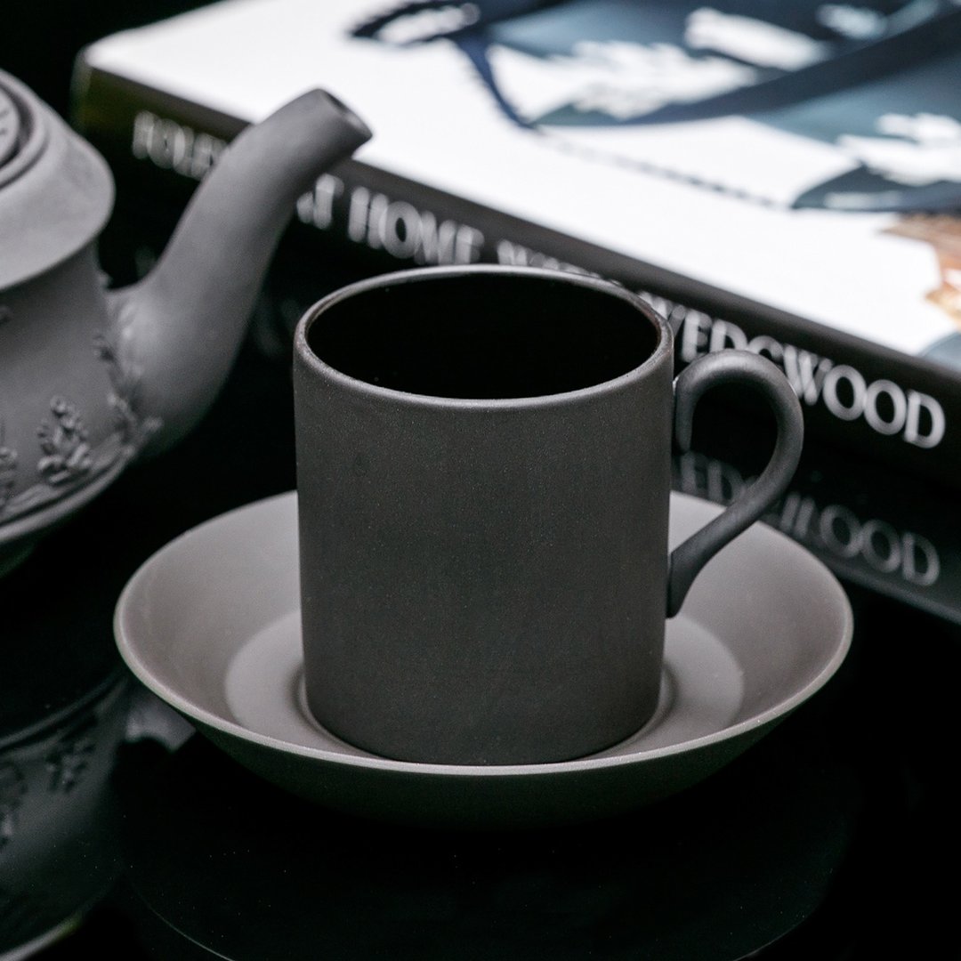 英国制Wedgwood古董黑色玄武岩义式摩卡浓缩陶瓷咖啡杯 - 咖啡杯/马克杯 - 瓷 