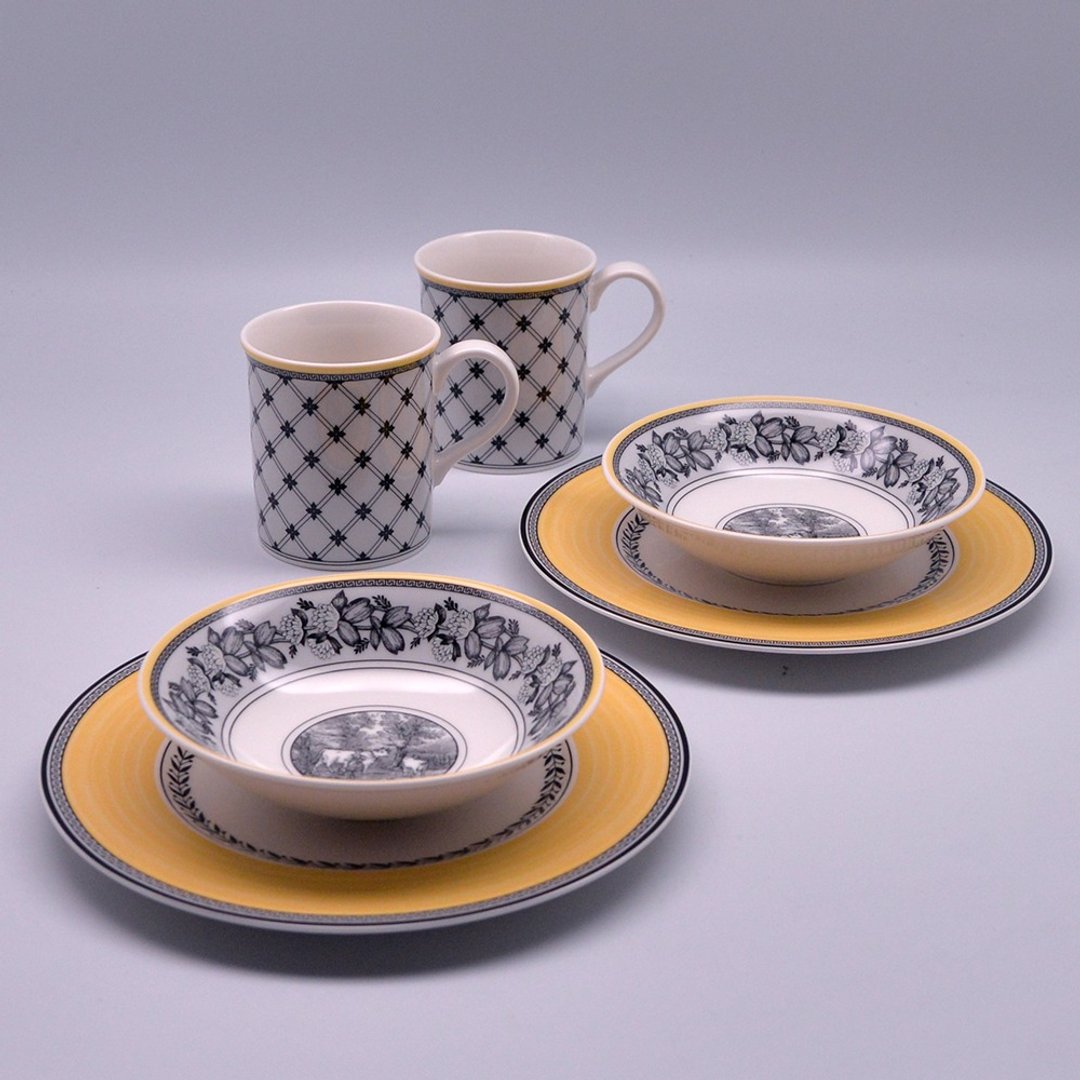 德国 Villeroy&Boch 奥顿系列 - 双人早餐杯碗盘 6 件组 (2 款可选) - 盘子/餐盘/盘架 - 瓷 黄色