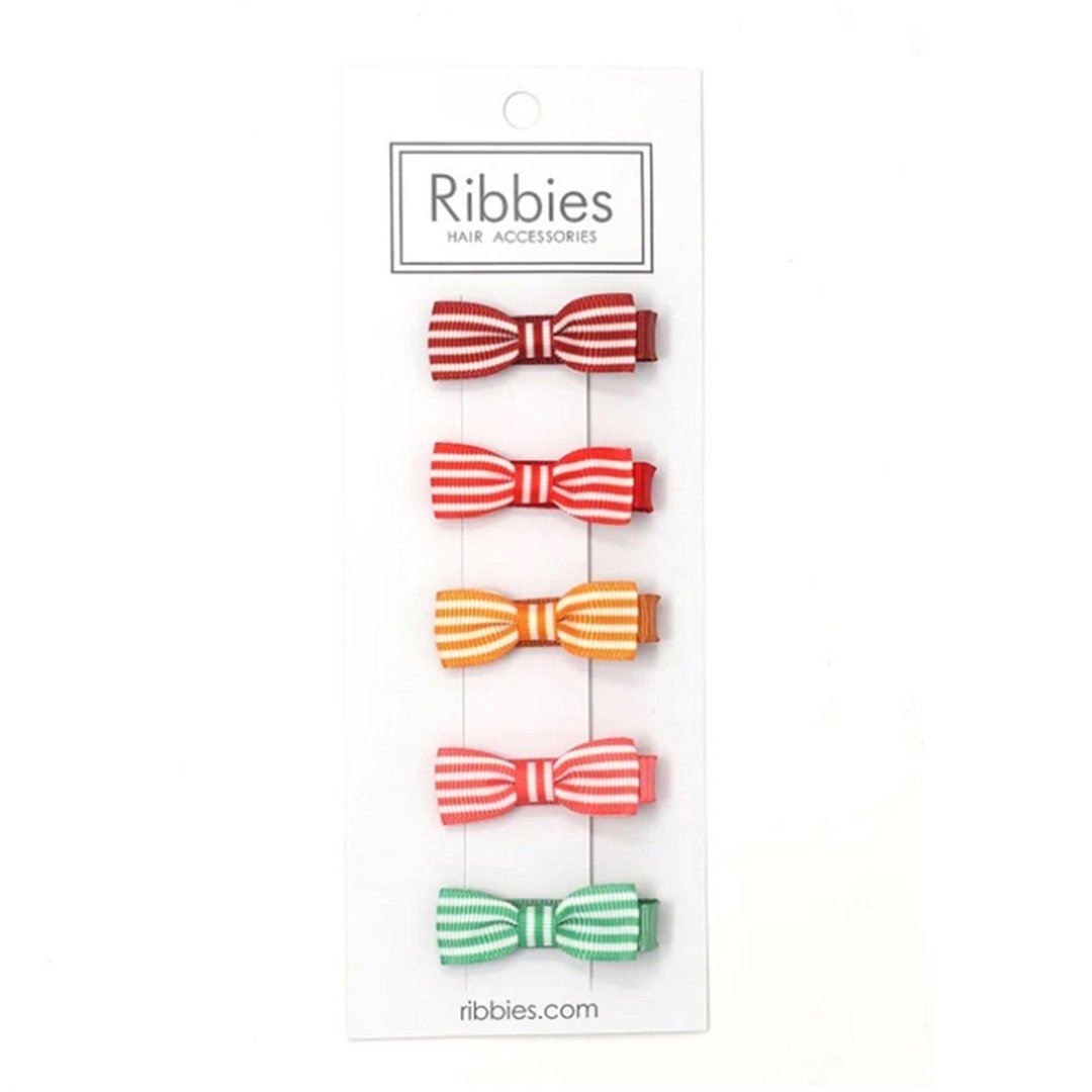 英国Ribbies 条纹蝴蝶结5入组-亮彩 - 发饰 - 聚酯纤维 