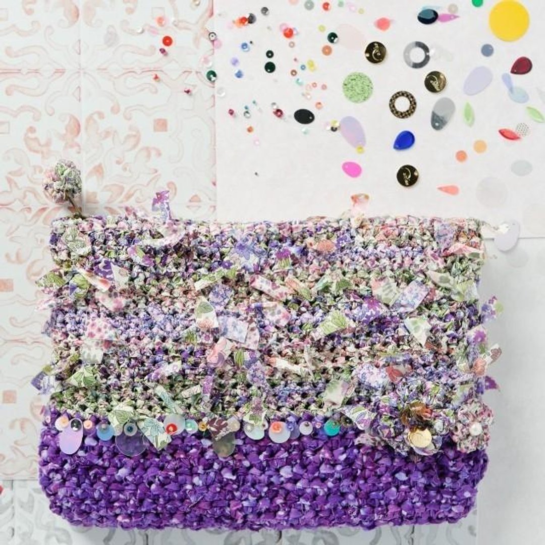 My own Liberty blooming clutch x sequins || Purple - 化妆包/杂物包 - 其他材质 紫色