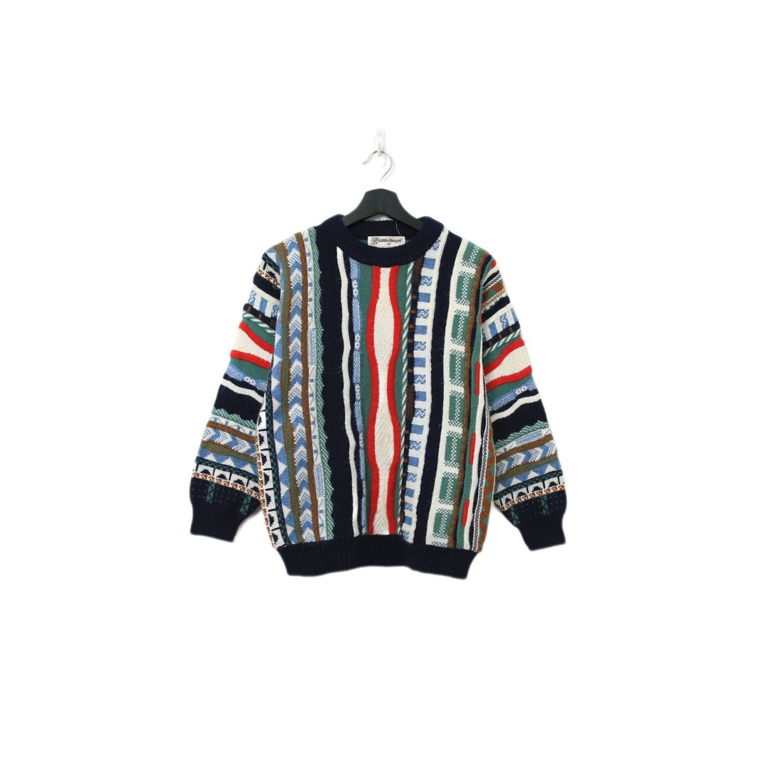 Back to Green-复古毛衣 水蓝 绿 红交织 ws-08 vintage sweater - 女装针织衫/毛衣 - 聚酯纤维 