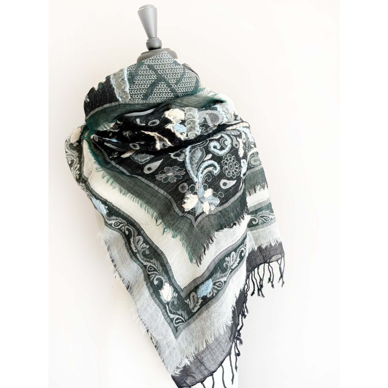 印度水煮羊毛围巾披肩/生日礼物/圣诞节交换礼物 - 围巾/披肩 - 羊毛 黑色