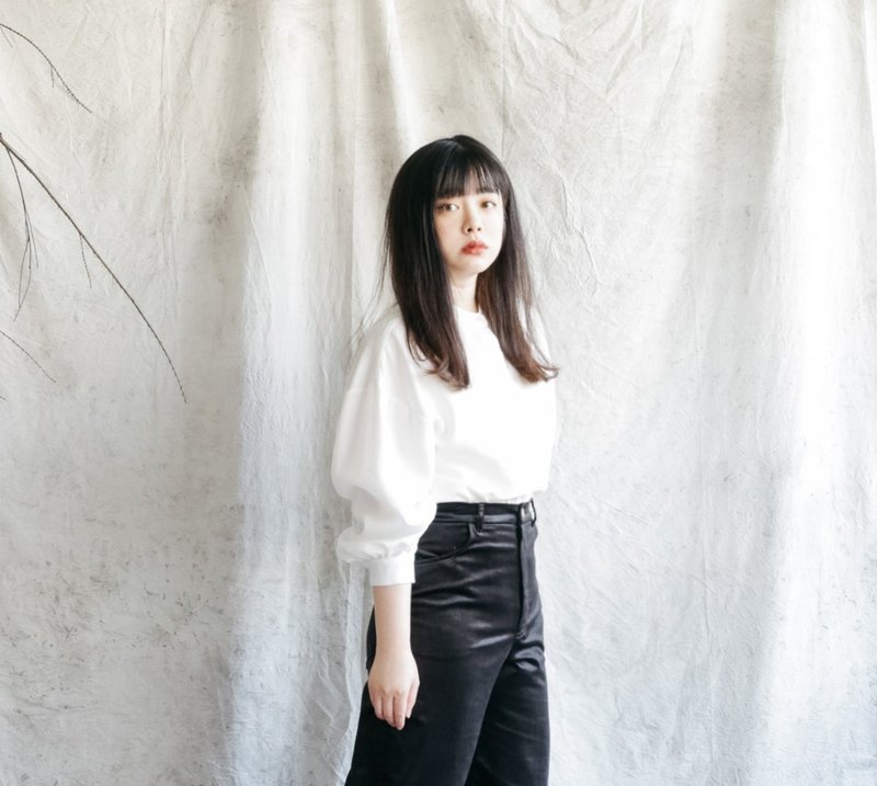 白白雪亨利领上衣 - 女装衬衫 - 其他材质 白色