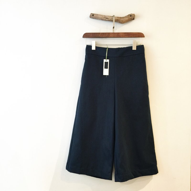 R.H. clothes / 厚磅暖暖宽裤 / 深蓝色 - 女装长裤 - 棉．麻 蓝色