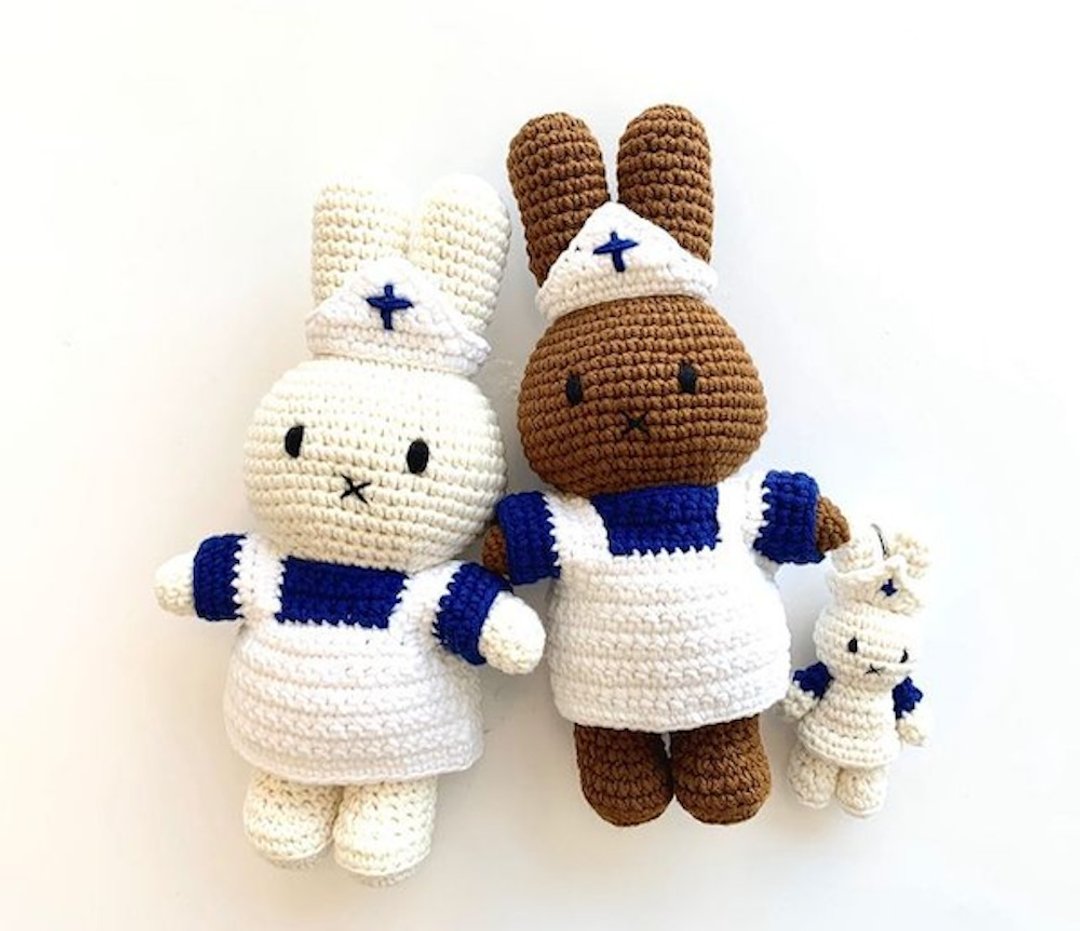 荷兰进口Miffy【护士服系列】Just Dutch授权正版手工钩针米非兔 - 玩偶/公仔 - 棉 白色