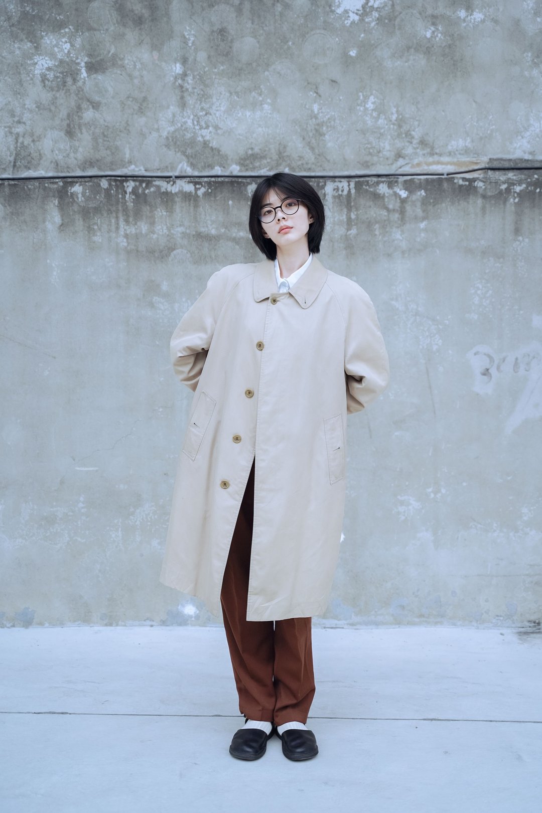 Burberry Coat 单排扣 直版剪裁Pimlico - 女装休闲/机能外套 - 棉 卡其色