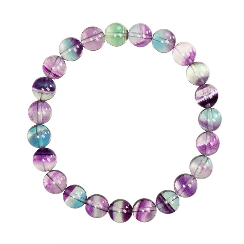 【正佳珠宝】 萤石 顶级极净 独角兽萤石 8mm 彩萤石手珠 - 手链/手环 - 半宝石 多色