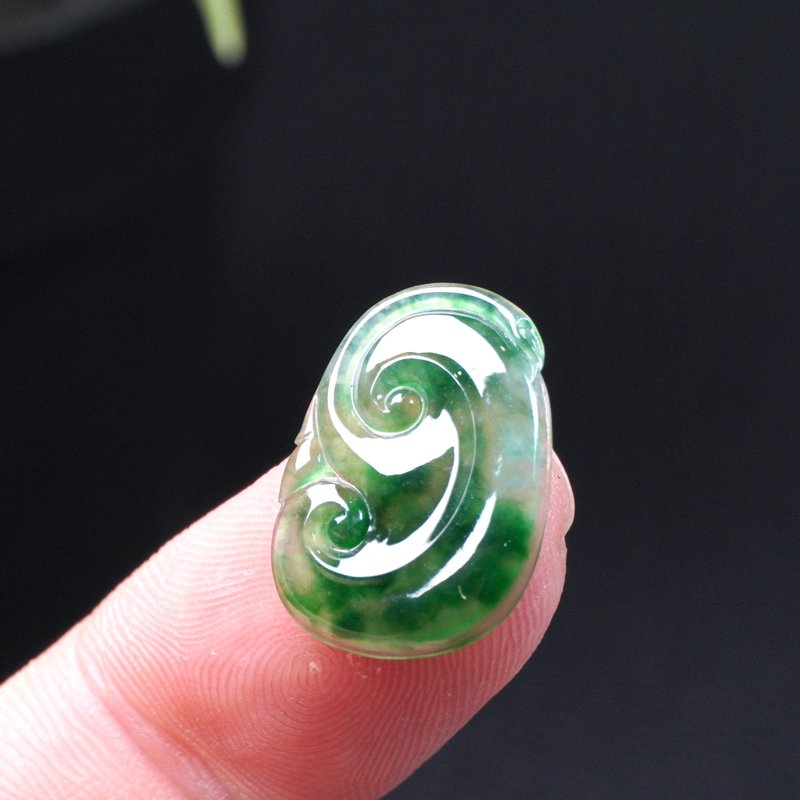 【愿·事事如意】冰飘绿花如意 | 裸石 | 天然缅甸翡翠A货 | 送礼 - 项链 - 玉石 绿色