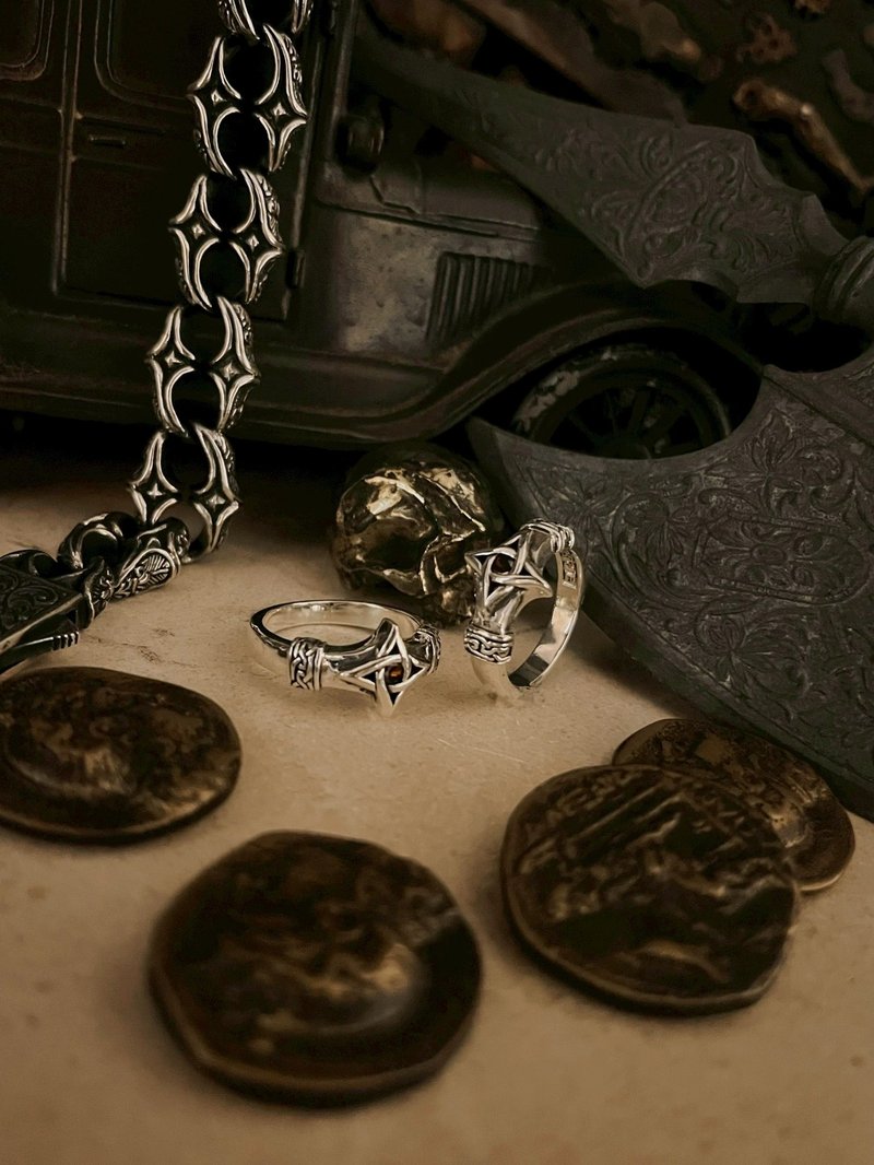 【凯尔特系列】守护/红石榴石/戒指/银 - 戒指 - 纯银 银色