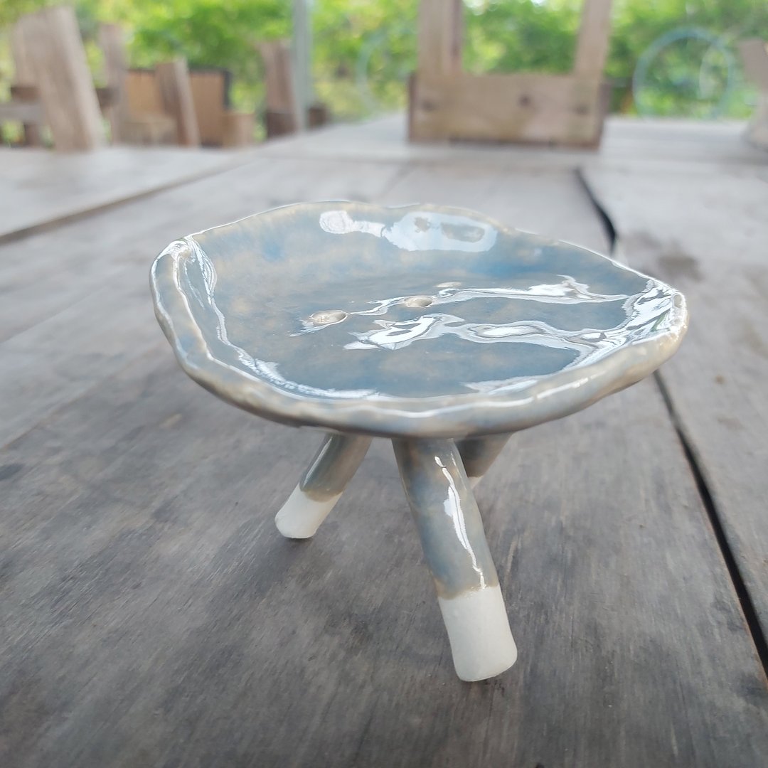 高脚肥皂盘 灰蓝 - 卫浴用品 - 陶 蓝色