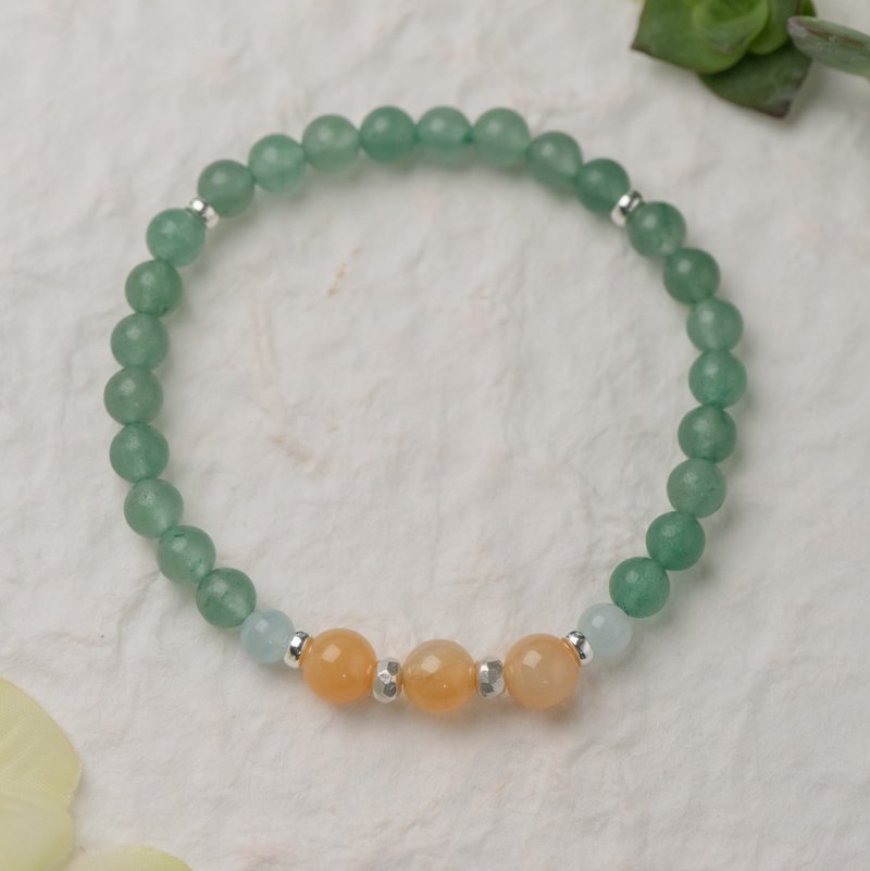 和乐。6mm东陵玉黄玉海蓝宝单层手串。 - 手链/手环 - 半宝石 绿色