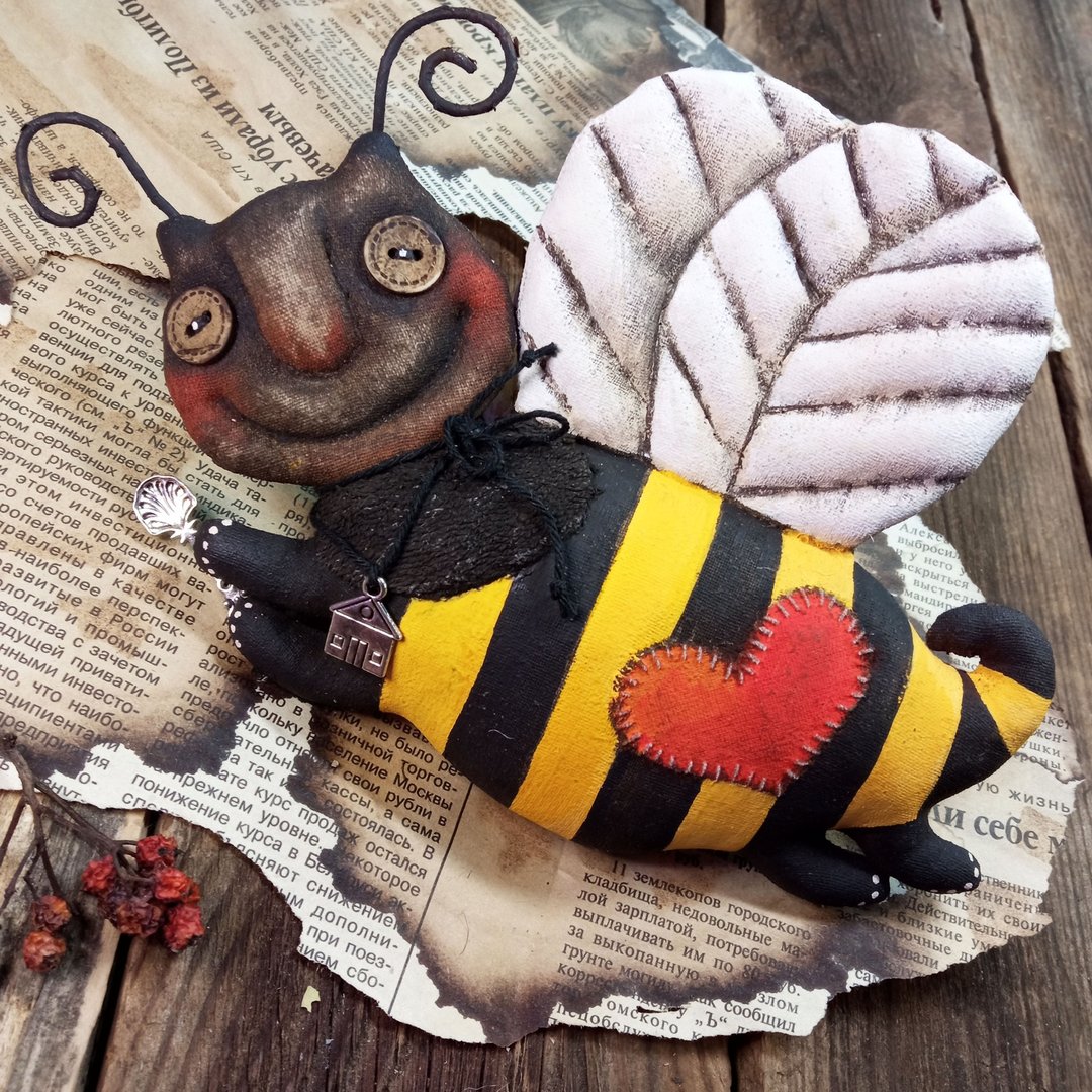 Bee with spoon - 墙贴/壁贴 - 棉 黄色