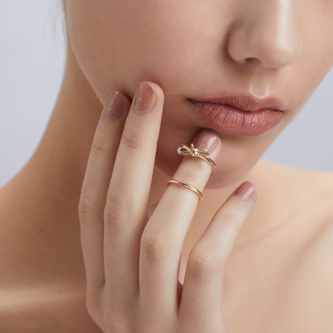 简约扭结指尖戒 925银厚镀18K金 Knotted Nail Ring - 其他 - 纯银 金色