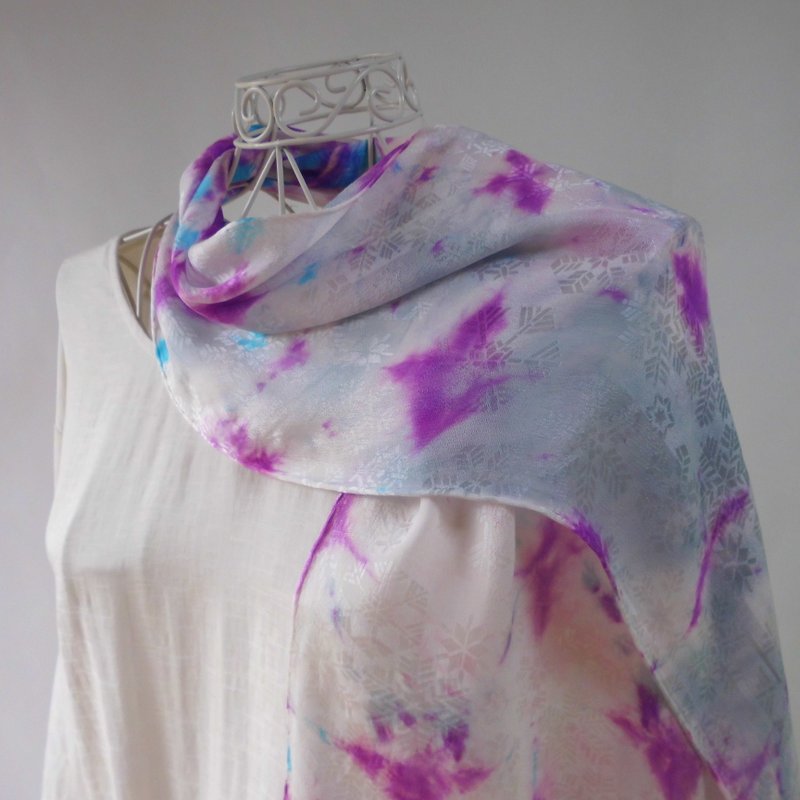 Tie-dye, silk short stall _ flowers blooming in the snow, purple _ 2 - 围巾/披肩 - 丝．绢 紫色