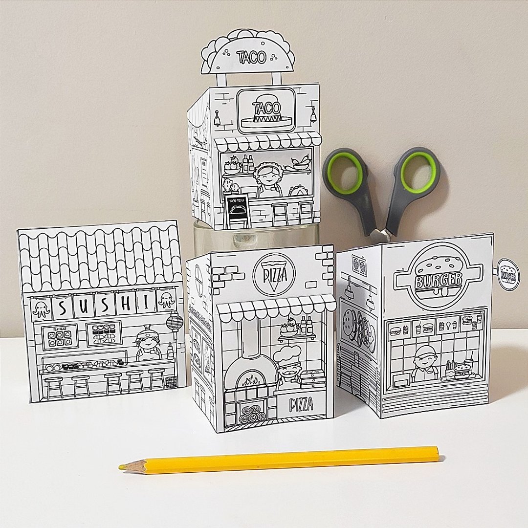 速食店着色组 – 可打印 3D 纸艺 DIY 组合，适合儿童 - 其他数码商品 - 其他材质 