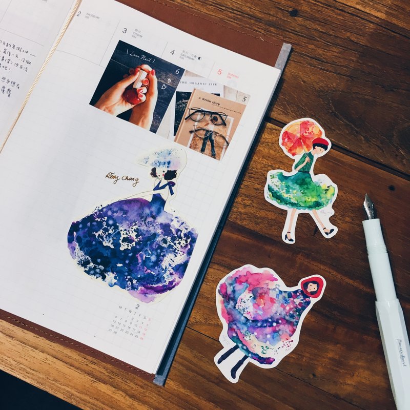 渲染系列/女孩贴纸九入组合 - 贴纸 - 纸 多色