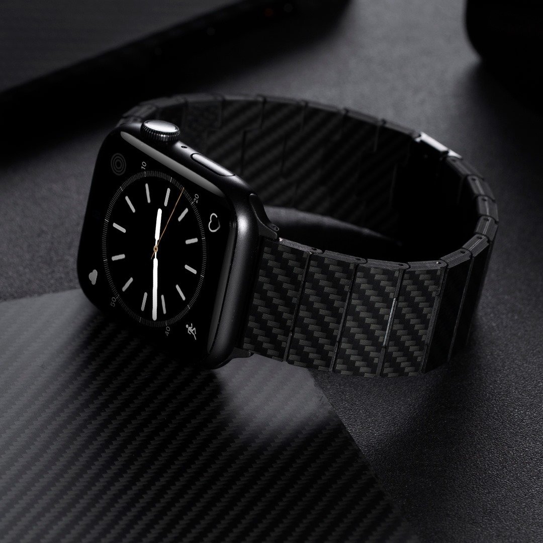 PITAKA | Apple Watch Ultra/SE/8/7/6/5/4 碳纤维精工锻造表带 - 表带 - 其他人造纤维 黑色