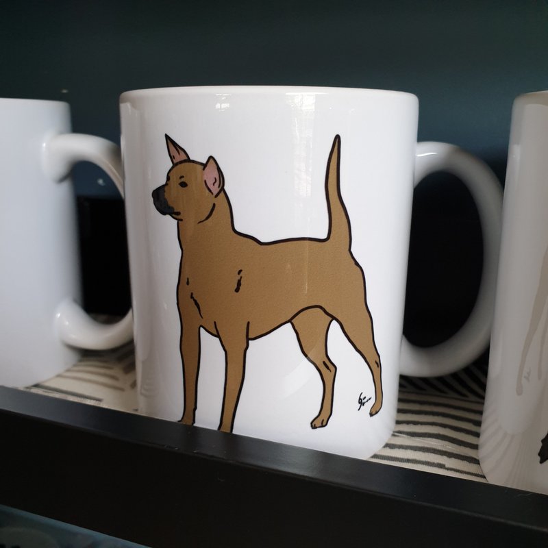 台湾犬陶瓷马克杯-可加购定制名字  礼物 - 咖啡杯/马克杯 - 陶 黑色