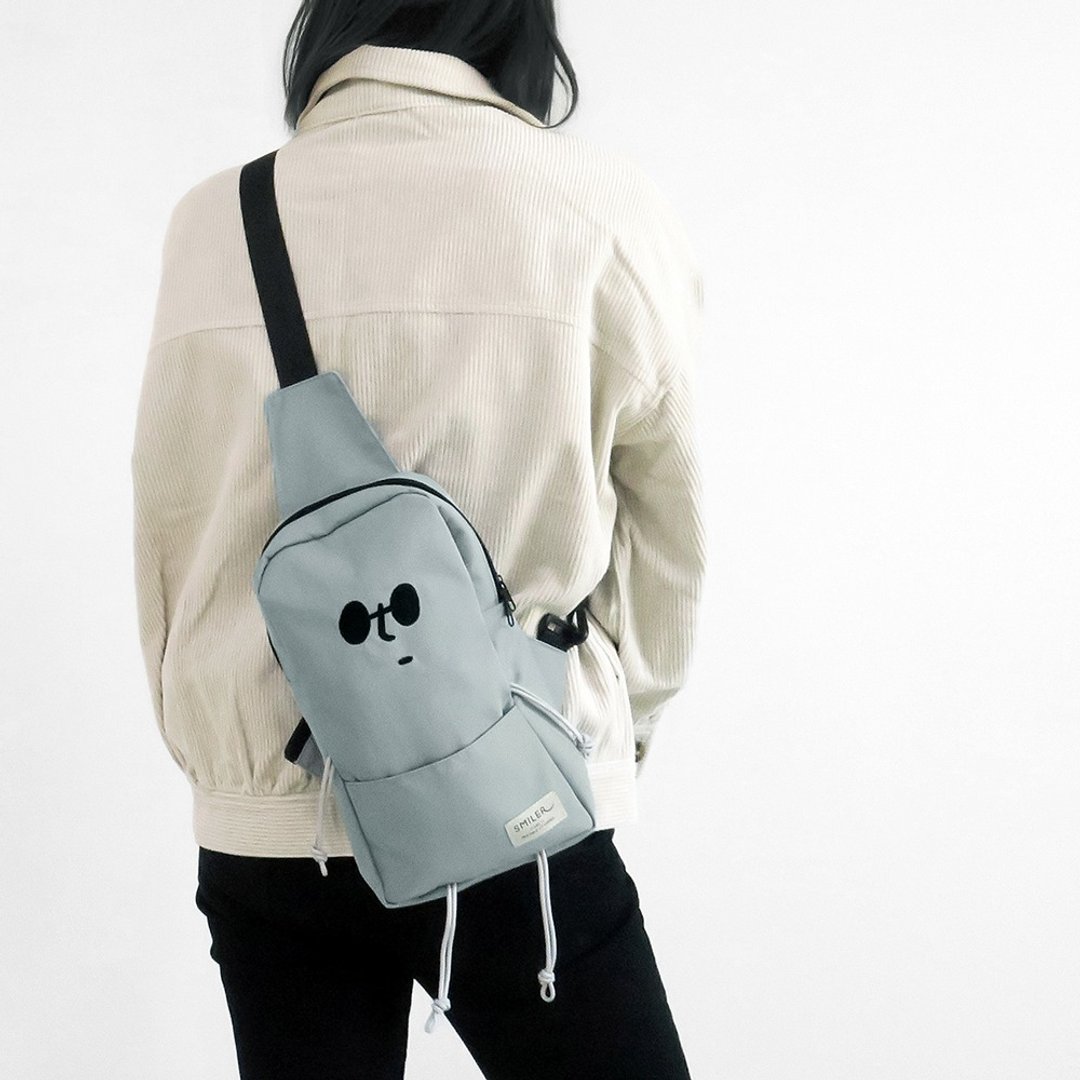 Grey Buddy - Unisex Body Bag - 侧背包/斜挎包 - 尼龙 灰色