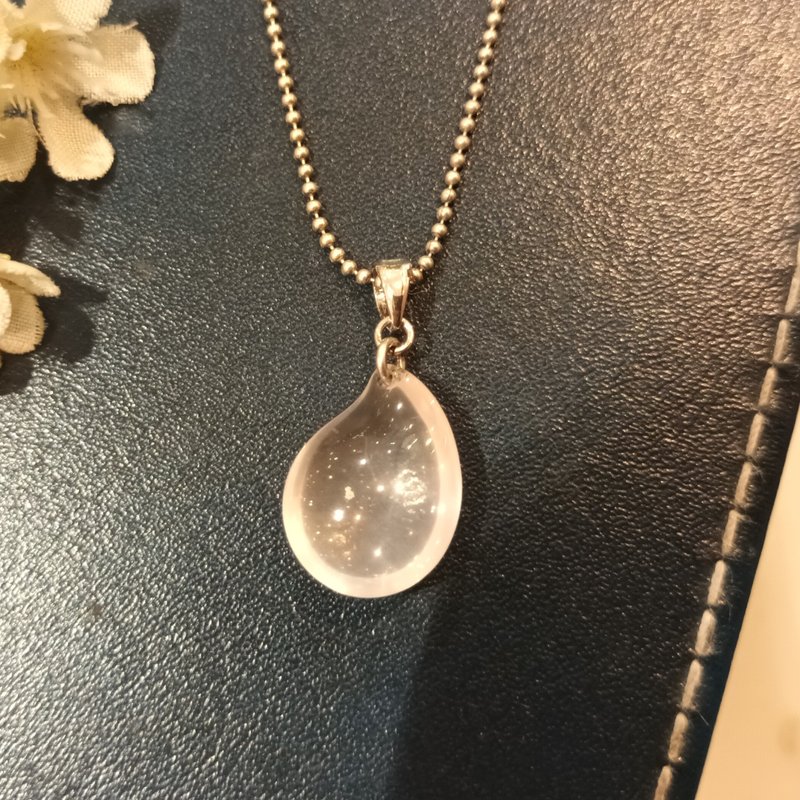 玉坠 造型玉坠-水滴 粉水晶/滴水穿石 简单搭配 双面 - 项链 - 水晶 粉红色