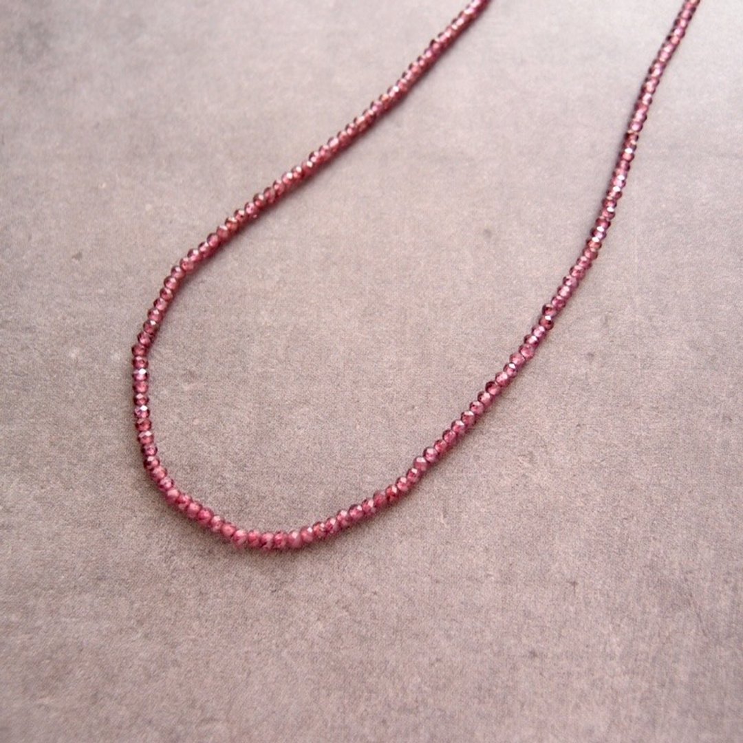 【14KGF】彩色宝石平面项链 蔷薇辉石石榴石・Rhodolite Garnet - 项链 - 宝石 紫色