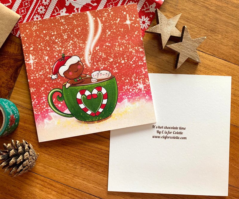 是时候喝热可可了 圣诞卡 - 卡片/明信片 - 纸 咖啡色