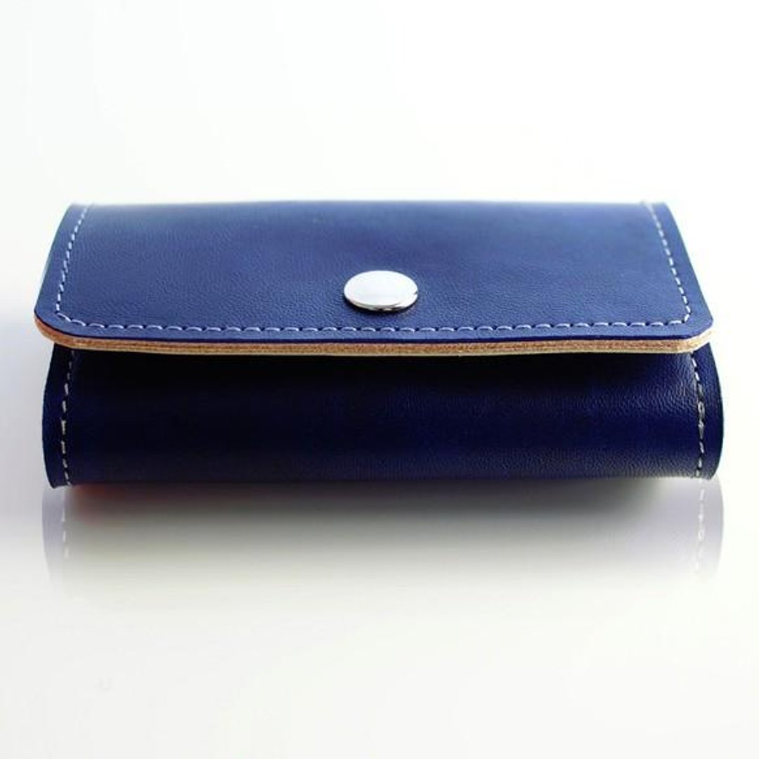 Genuine Leather Key Case Horse Leather Lapis Lazuli - 钥匙链/钥匙包 - 真皮 蓝色