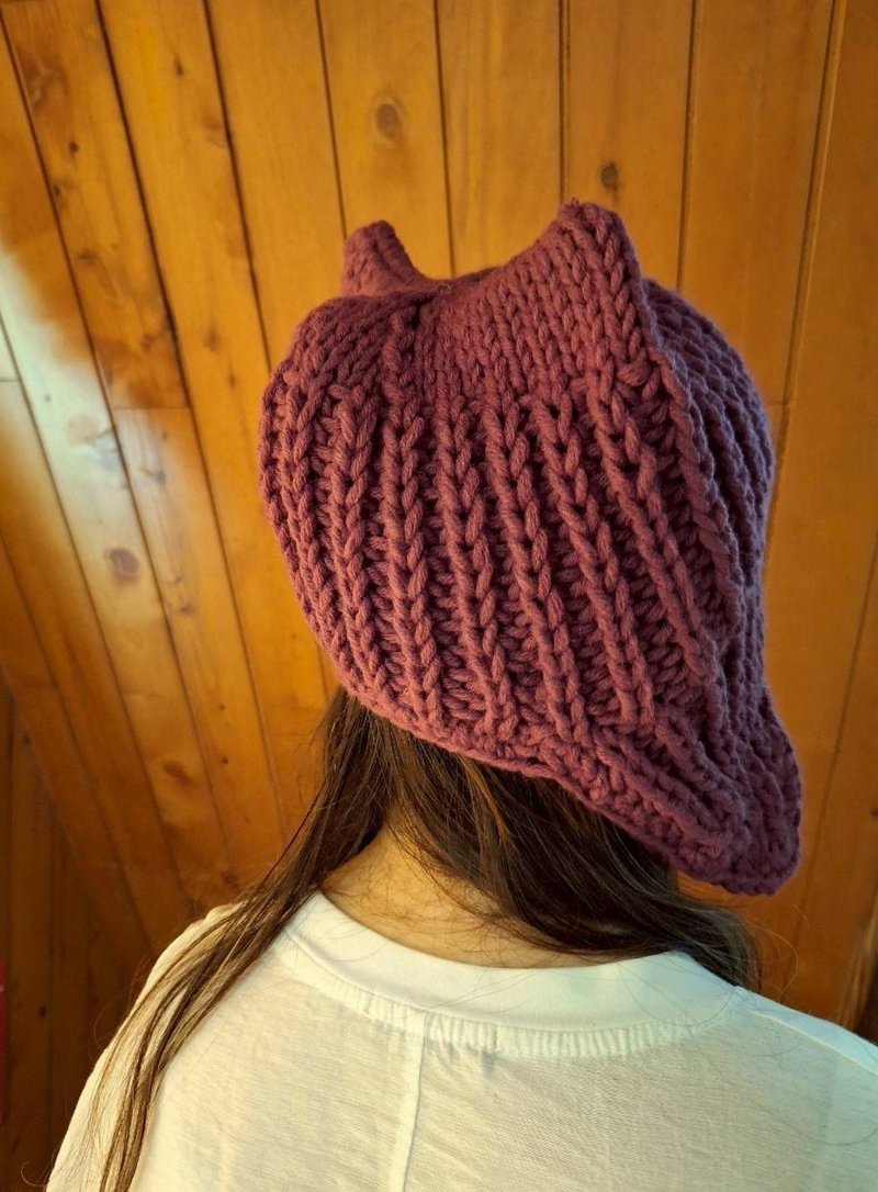 羊毛猫耳护耳飞行帽 - 帽子 - 羊毛 紫色