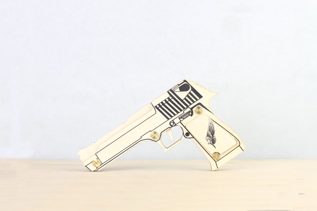 沙漠之鹰 Desert Eagle <橡皮手枪 童玩 木质玩具 圣诞礼物> - 木工/竹艺/纸艺 - 木头 咖啡色