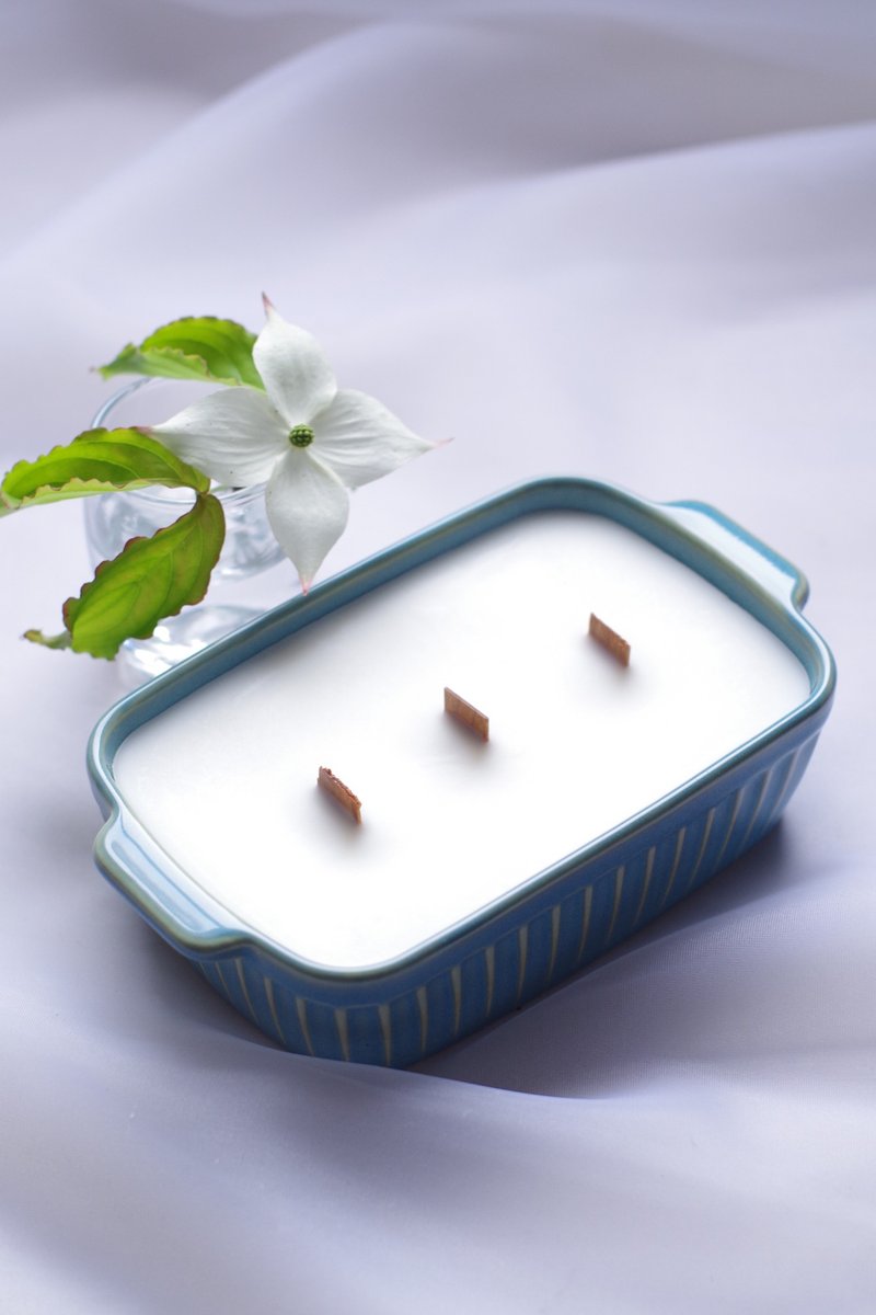 “木音香氛蜡烛” 可订制的大型木芯蜡烛 - 蜡烛/烛台 - 玻璃 白色