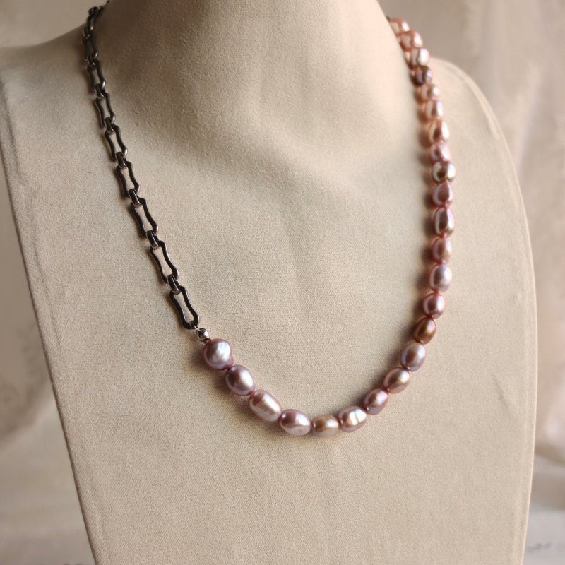 个性无限珍珠项链 天然淡水珍珠 巴洛克珍珠 魅力个性 钛钢项链 - 长链 - 珍珠 