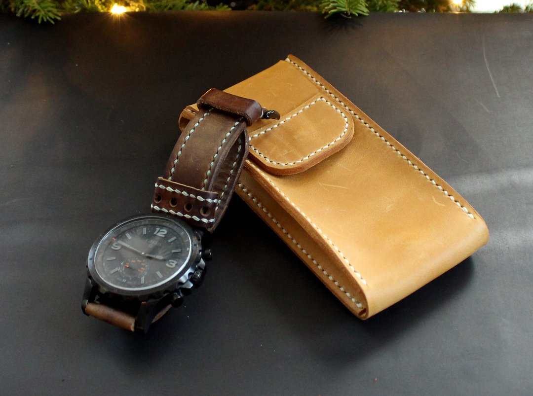 Travel Watch Pouch watch storage travel watch case Genuine leather - 表带 - 真皮 黄色