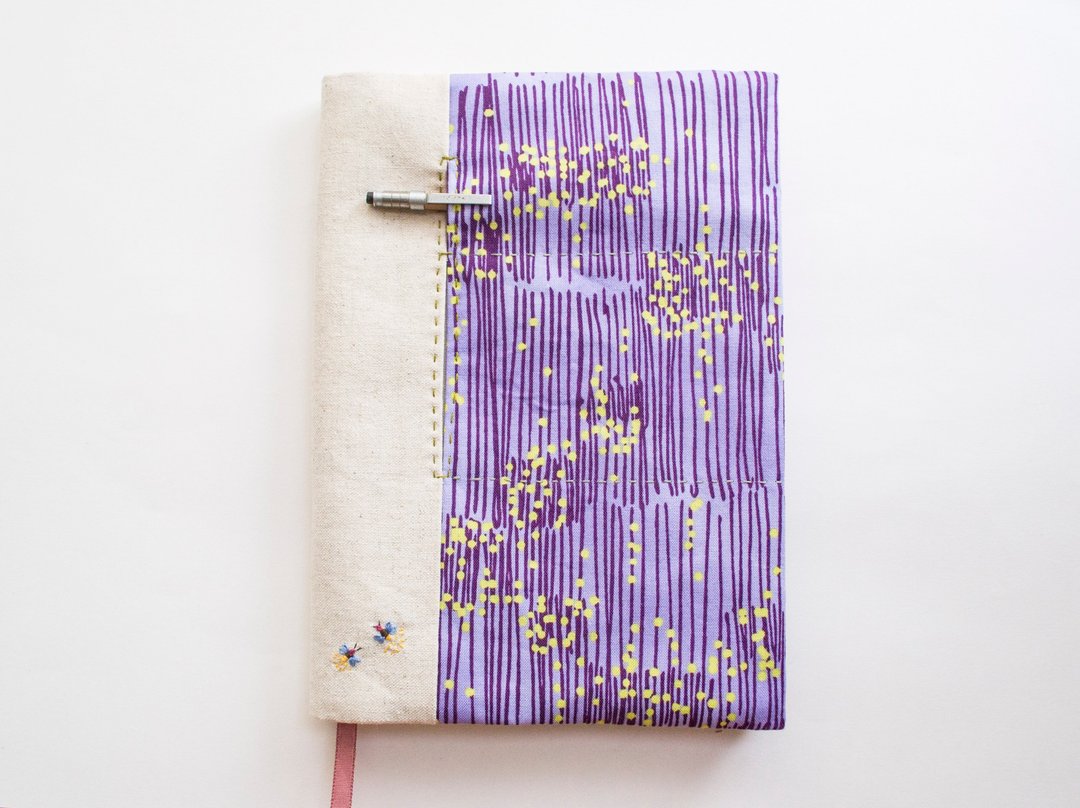 Fireflies - adjustable A5 bookcover - 笔记本/手帐 - 棉 紫色