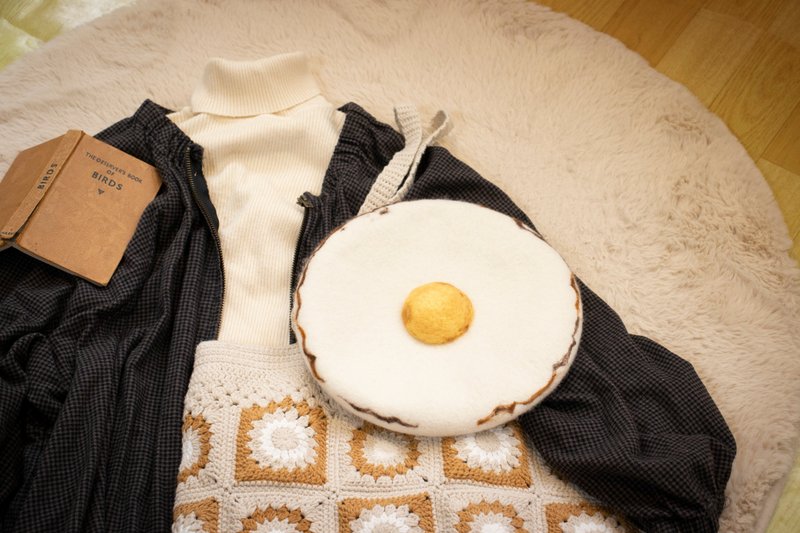 荷包蛋贝蕾帽 - 帽子 - 羊毛 白色