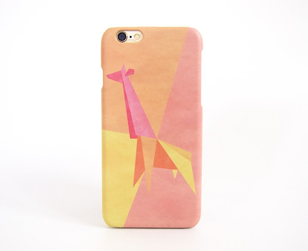 几何长颈鹿（粉红色/橘色）iPhone 壳手机壳 เคสยีราฟ - 手机壳/手机套 - 塑料 粉红色