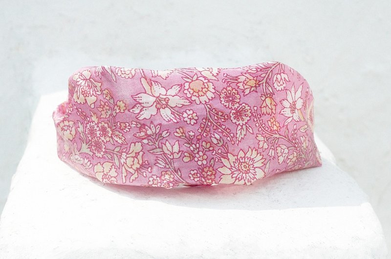 限量一件 手工发带 / 法式发带 / 缤纷花朵发带 / 缎面松紧发带 / 缎面丝绸发带 / 花朵发带 - 粉色 浪漫花朵 - 发饰 - 丝．绢 粉红色