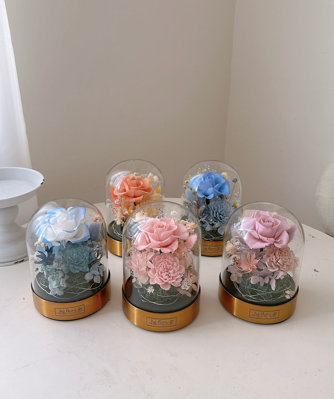 永生花玻璃盅 玫瑰 康乃馨 母亲节 情人节  企业合作 - 干燥花/捧花 - 植物．花 