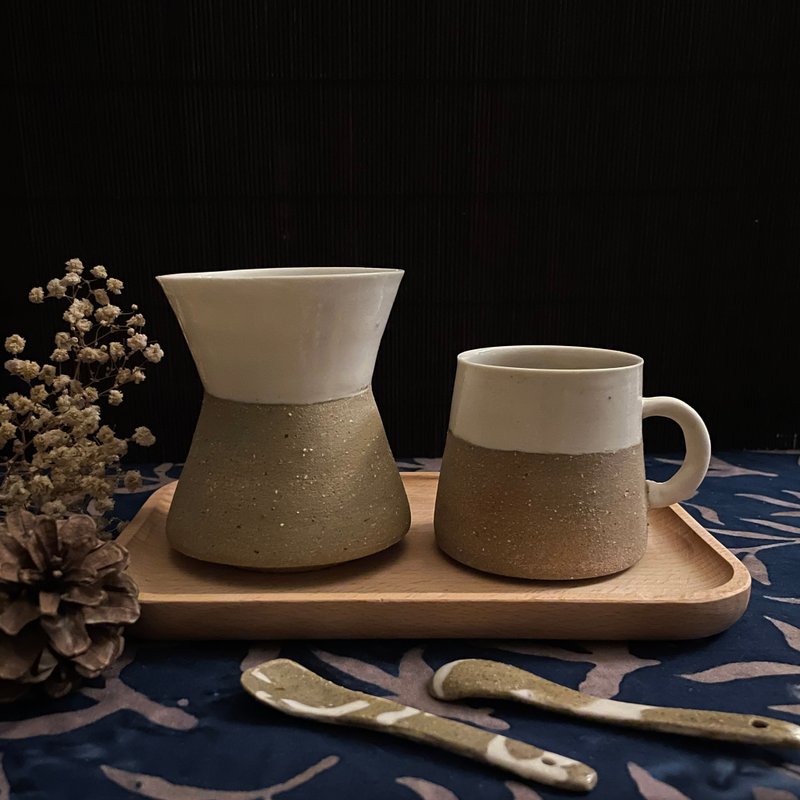 手捏绞胎陶瓷餐具系列 - 轻巧陶杯 (对杯) - 其他杯子 - 陶 卡其色
