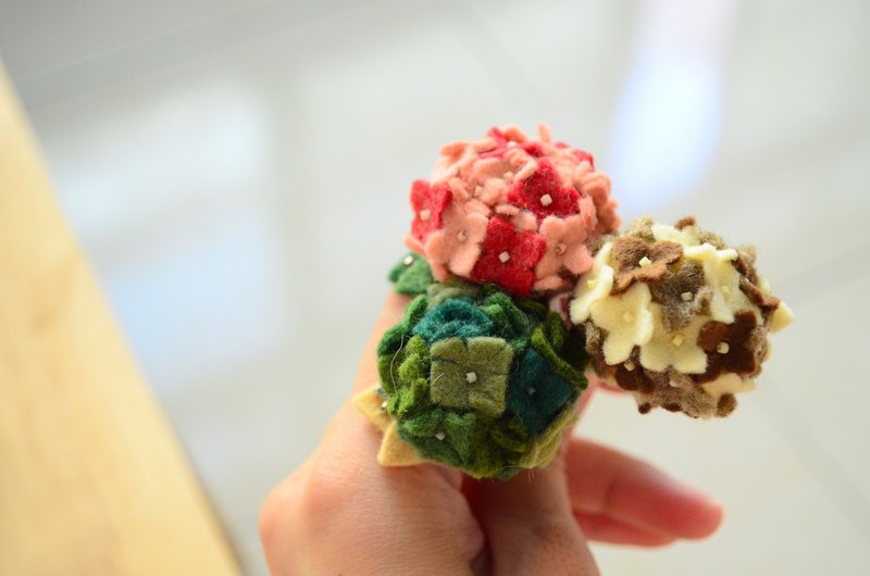 绣球花扩香风口夹/磁铁(二择一) - 编织/羊毛毡/布艺 - 羊毛 