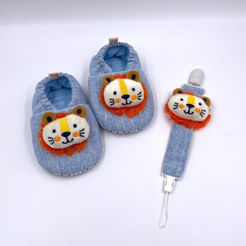 小狮子-(学步鞋+奶嘴夹) - 满月礼盒 - 棉．麻 多色