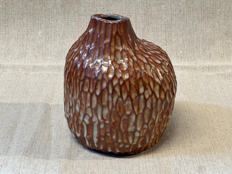 刮花志野花瓶 - 花瓶/陶器 - 陶 卡其色