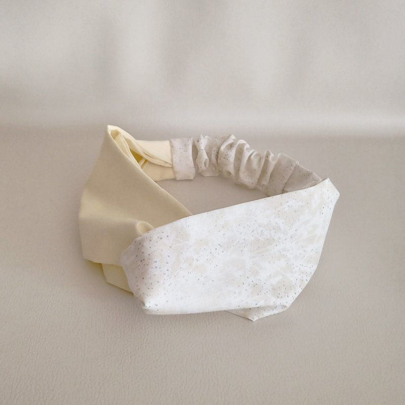 交叉款发带 发箍 奶油柠檬黄带亮片 30 - 发带/发箍 - 棉．麻 黄色