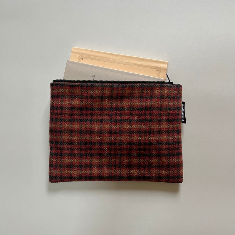 斜纹布 文库本收纳套 (绯红棕) A6 附隔层 - 书衣/书套 - 棉．麻 咖啡色