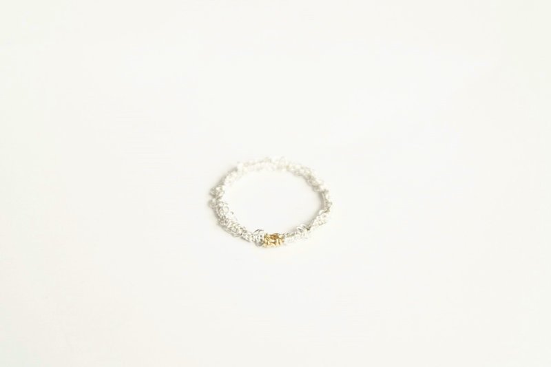 《巴黎冒险-法国甜点系列》奶油金箔蛋糕 美国14K金(14KGF) 金箔奶油花蕾丝 戒指 - 戒指 - 宝石 