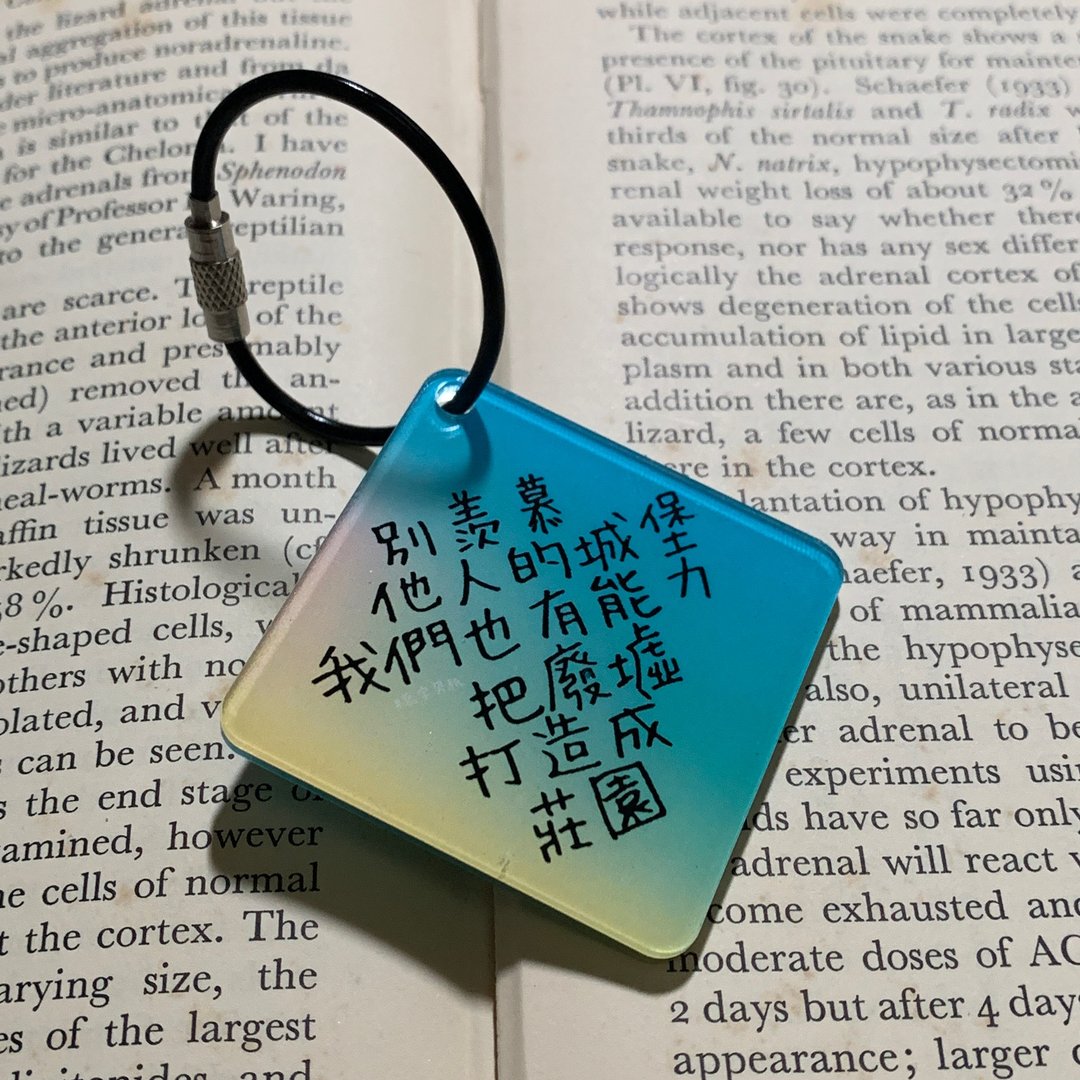 别羡慕别人 - 写字男纸压克力吊饰钥匙圈挂饰 - 吊饰 - 压克力 黄色