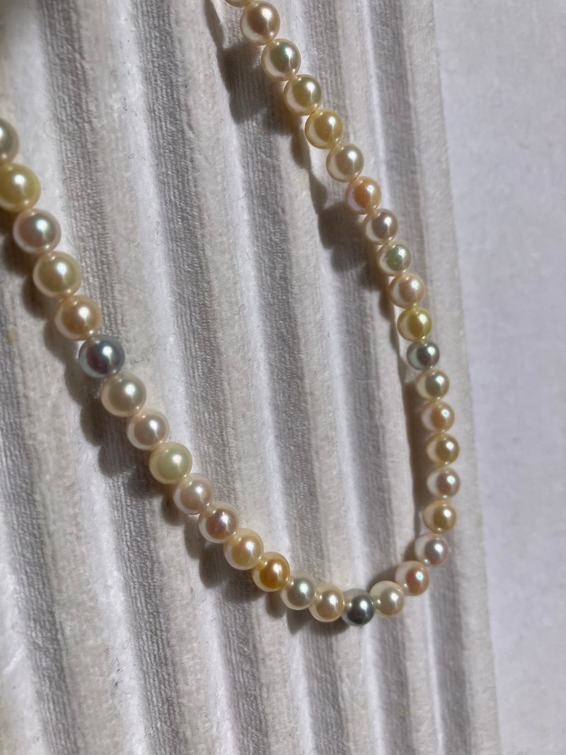 日本直送 数量限定 糖果色混彩4.5mm akoya珍珠项链 天然海水珍珠 - 项链 - 珍珠 多色