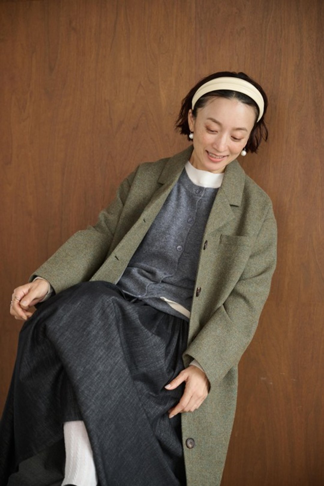 大人系质感羊毛中长款大衣 191205-13 - 女装休闲/机能外套 - 羊毛 绿色