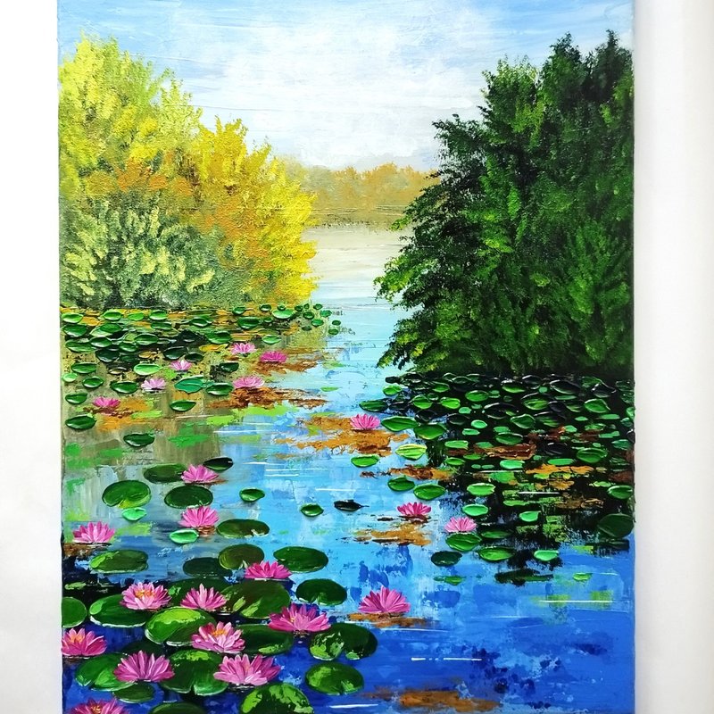 睡莲原画池塘荷花景观艺术墙装饰 - 墙贴/壁贴 - 压克力 多色