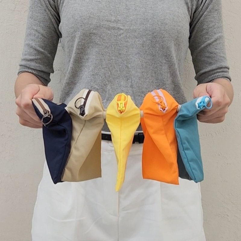 按扣的再生布小袋 - 化妆包/杂物包 - 其他材质 