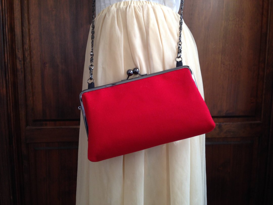 Large-capacity large clasp long wallet canvas red - 皮夹/钱包 - 棉．麻 红色